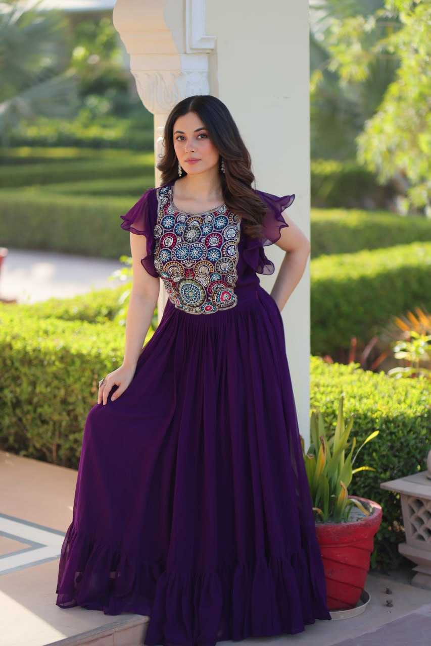 Ynf Faux Blooming KESH489 1179 Gowns Wedding Collections Festive Collections Wholesale Embroidery Gowns Party Wear Gowns Sequin Gowns Manufacturer