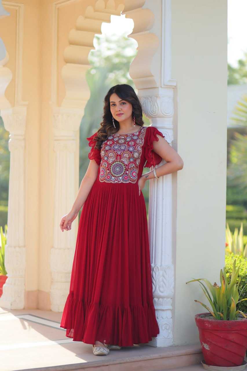 Ynf Faux Blooming KESH489 1179 Gowns Wedding Collections Festive Collections Wholesale Embroidery Gowns Party Wear Gowns Sequin Gowns Manufacturer