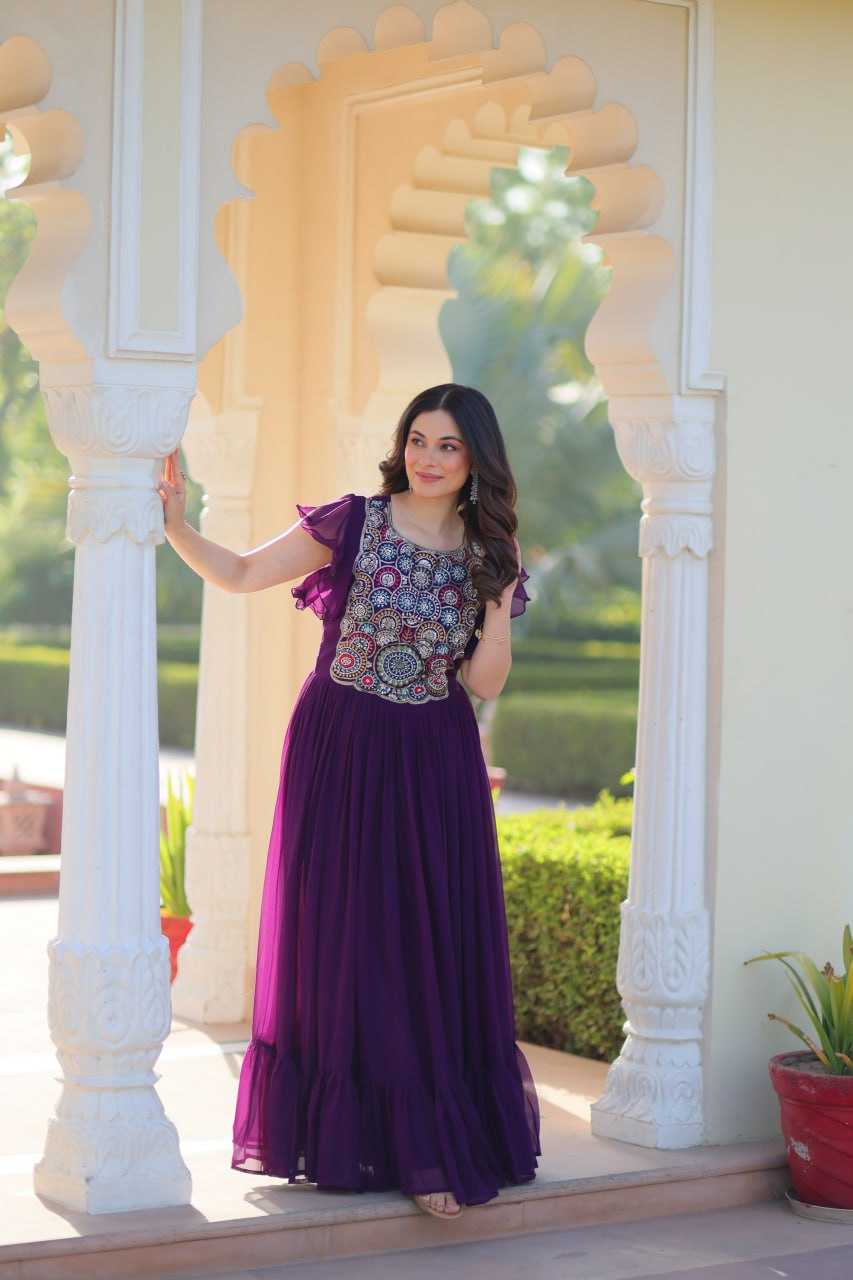 Ynf Faux Blooming KESH489 1179 Gowns Wedding Collections Festive Collections Wholesale Embroidery Gowns Party Wear Gowns Sequin Gowns Manufacturer
