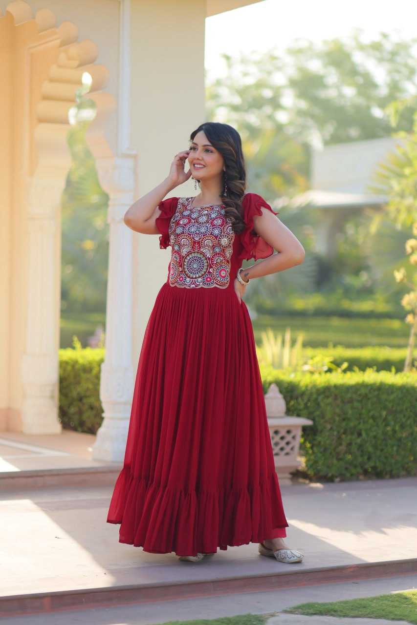 Ynf Faux Blooming KESH489 1179 Gowns Wedding Collections Festive Collections Wholesale Embroidery Gowns Party Wear Gowns Sequin Gowns Manufacturer