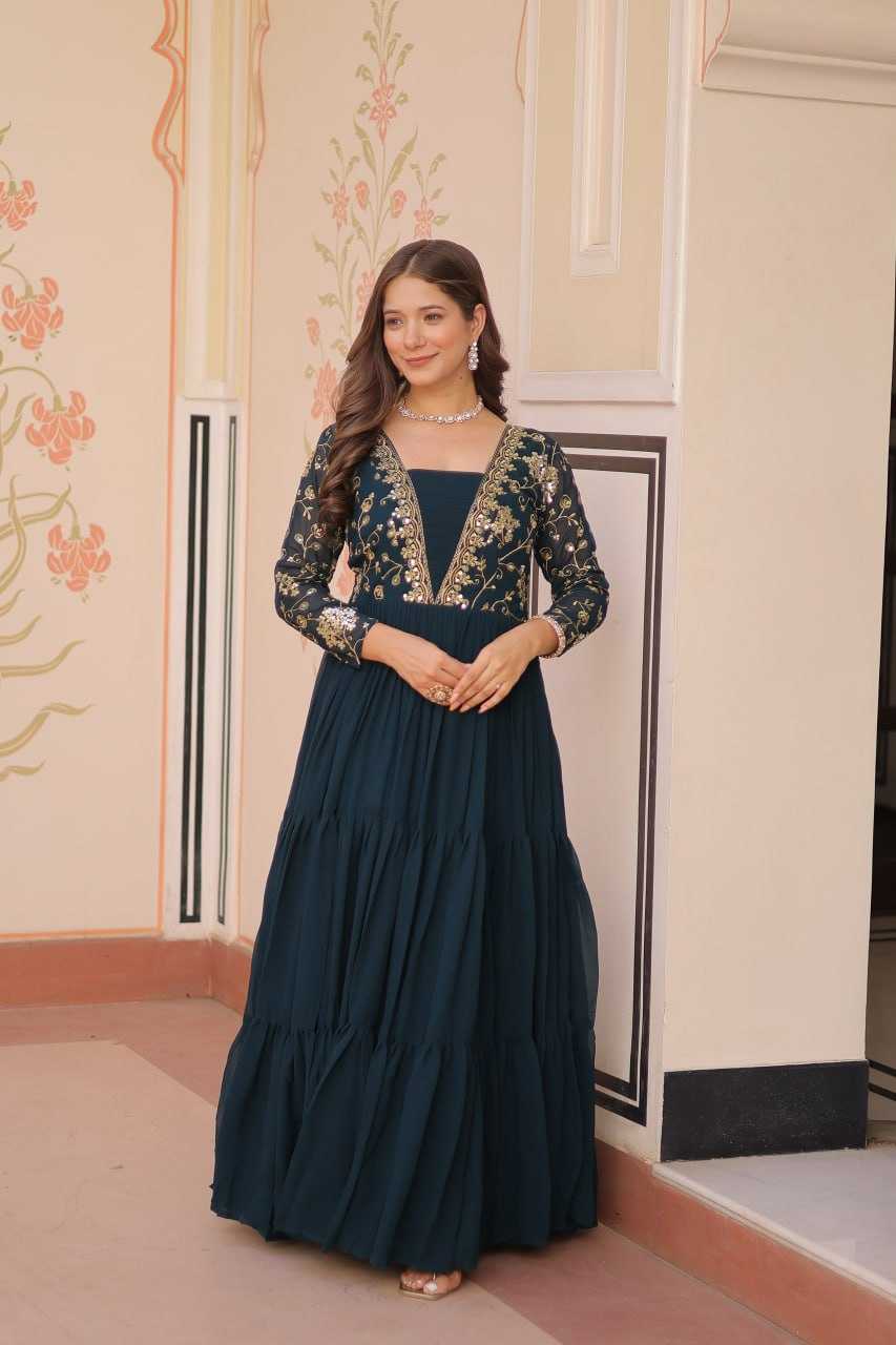 Ynf Faux Blooming KESH491 9237 Gowns Wholesale Printed Gowns Embroidery Gowns Party Gowns Manufacturer