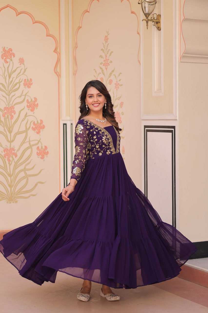 Ynf Faux Blooming KESH491 9237 Gowns Wholesale Printed Gowns Embroidery Gowns Party Gowns Manufacturer
