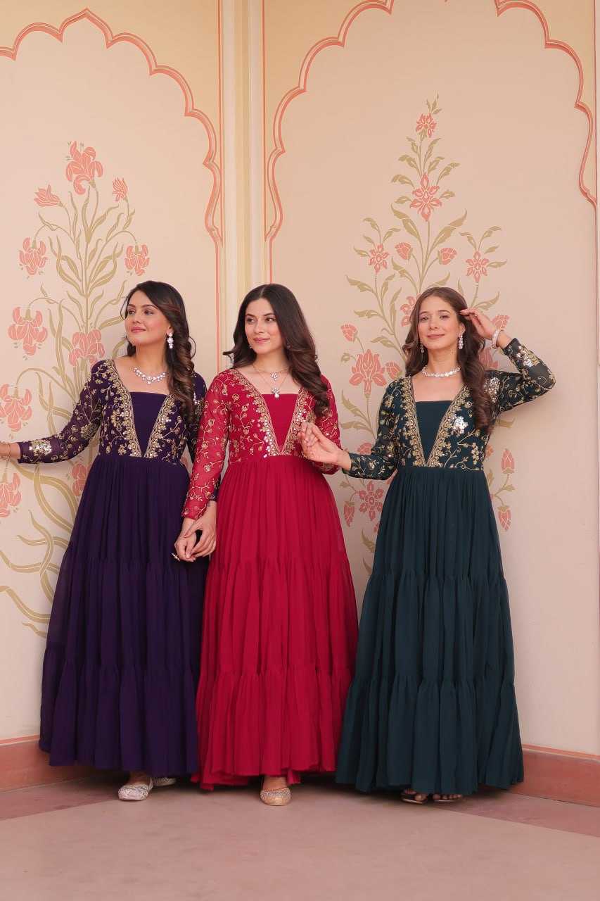 Ynf Faux Blooming KESH491 9237 Gowns Wholesale Printed Gowns Embroidery Gowns Party Gowns Manufacturer