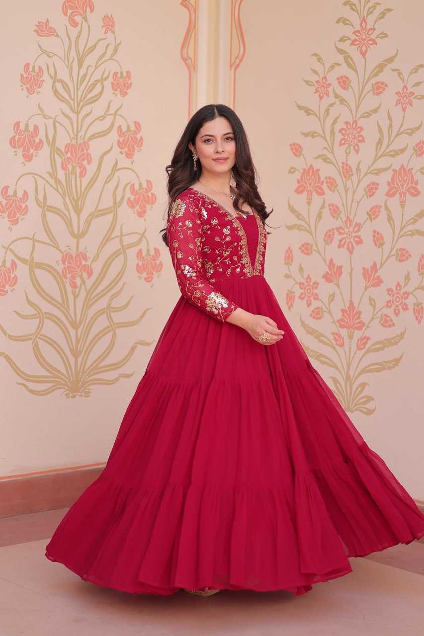 Ynf Faux Blooming KESH491 9237 Gowns Wholesale Printed Gowns Embroidery Gowns Party Gowns Manufacturer