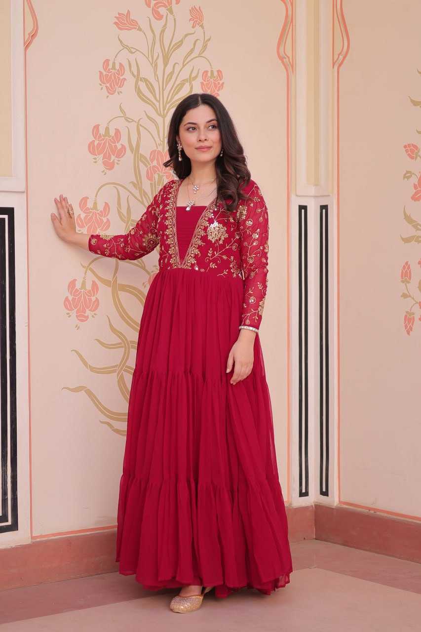 Ynf Faux Blooming KESH491 9237 Gowns Wholesale Printed Gowns Embroidery Gowns Party Gowns Manufacturer