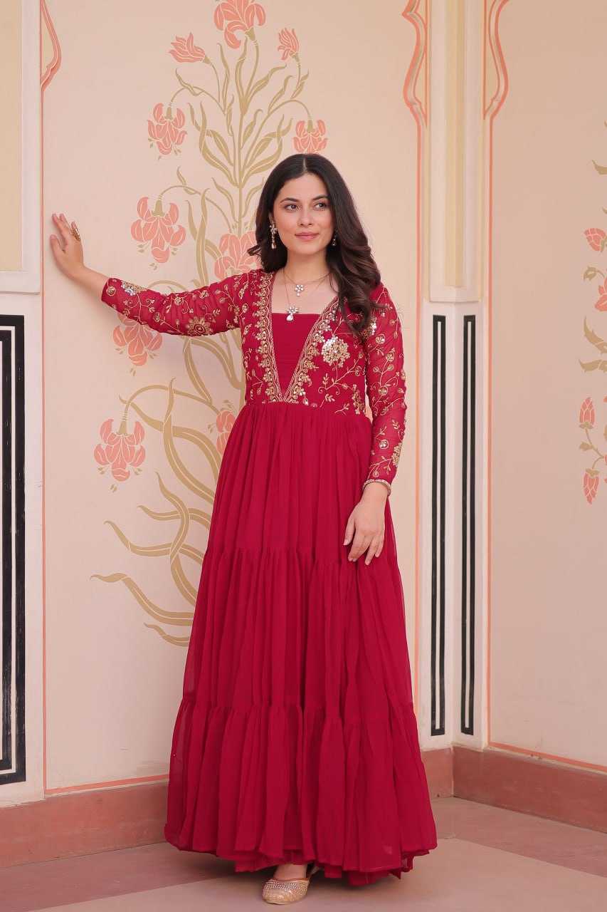 Ynf Faux Blooming KESH491 9237 Gowns Wholesale Printed Gowns Embroidery Gowns Party Gowns Manufacturer