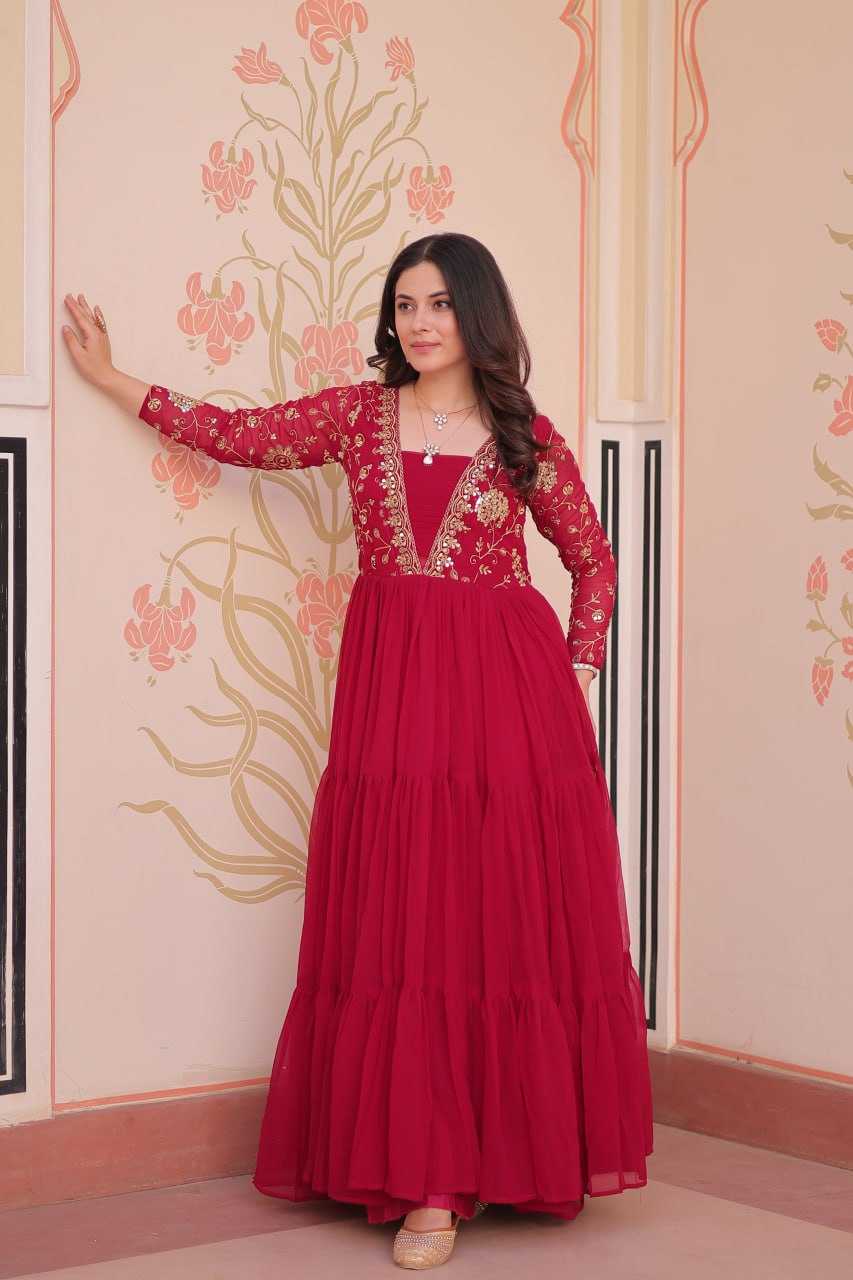 Ynf Faux Blooming KESH491 9237 Gowns Wholesale Printed Gowns Embroidery Gowns Party Gowns Manufacturer