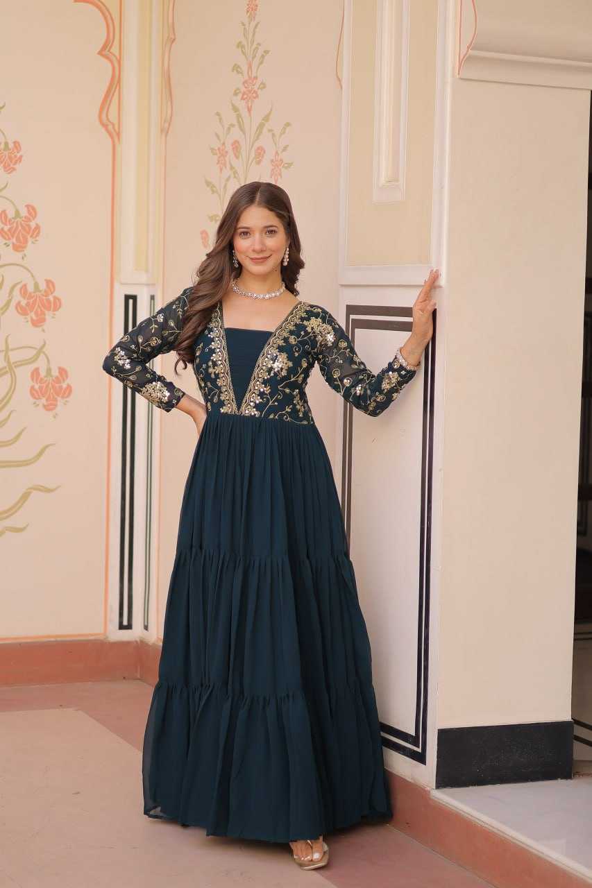 Ynf Faux Blooming KESH491 9237 Gowns Wholesale Printed Gowns Embroidery Gowns Party Gowns Manufacturer