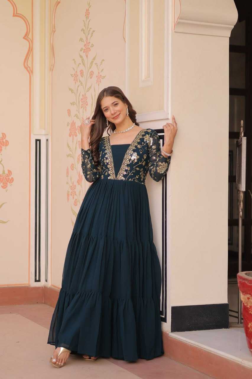 Ynf Faux Blooming KESH491 9237 Gowns Wholesale Printed Gowns Embroidery Gowns Party Gowns Manufacturer