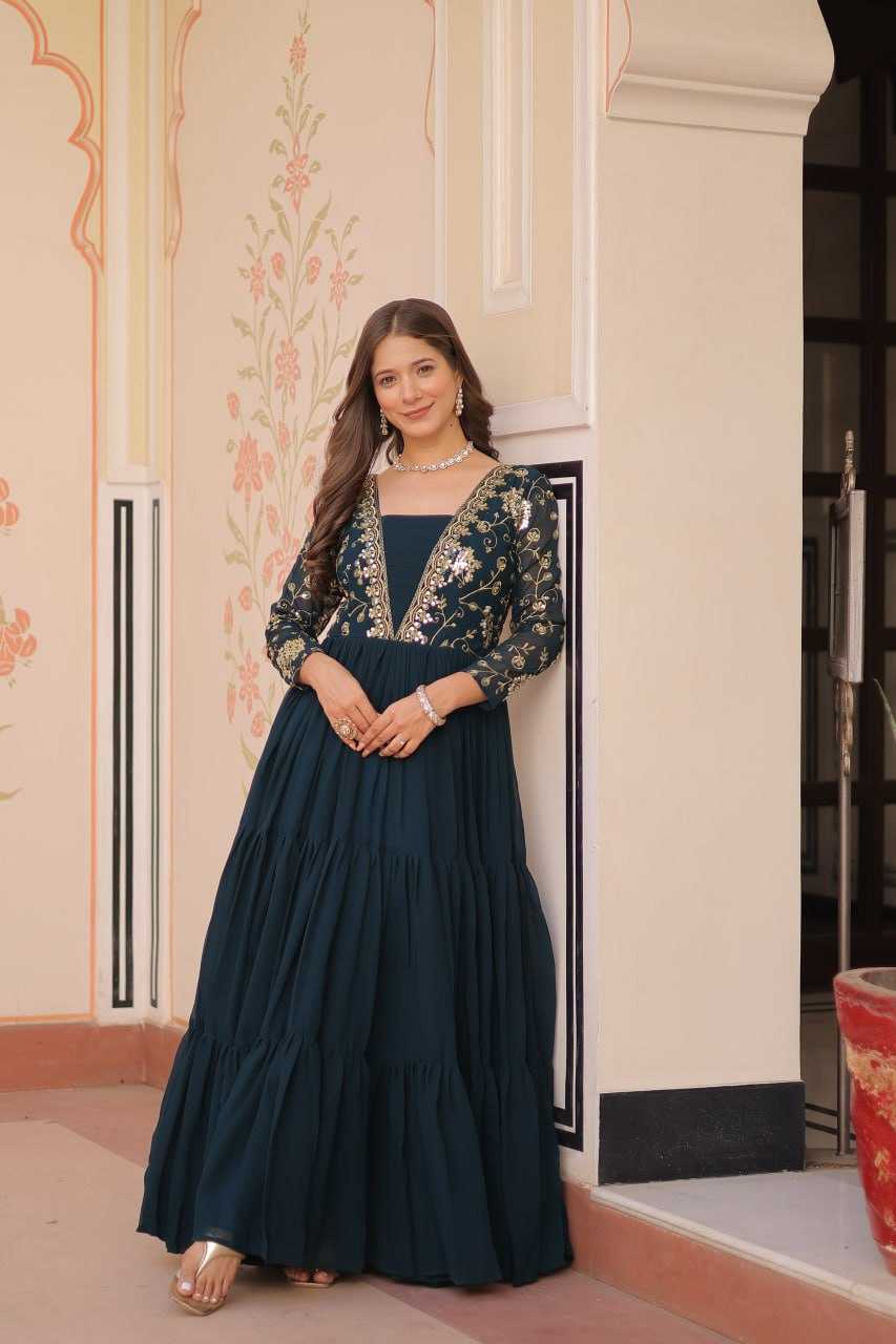 Ynf Faux Blooming KESH491 9237 Gowns Wholesale Printed Gowns Embroidery Gowns Party Gowns Manufacturer