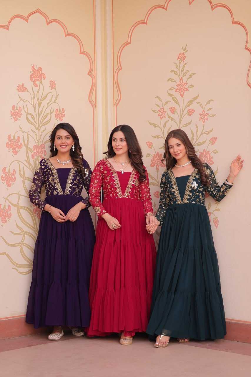 Ynf Faux Blooming KESH491 9237 Gowns Wholesale Printed Gowns Embroidery Gowns Party Gowns Manufacturer