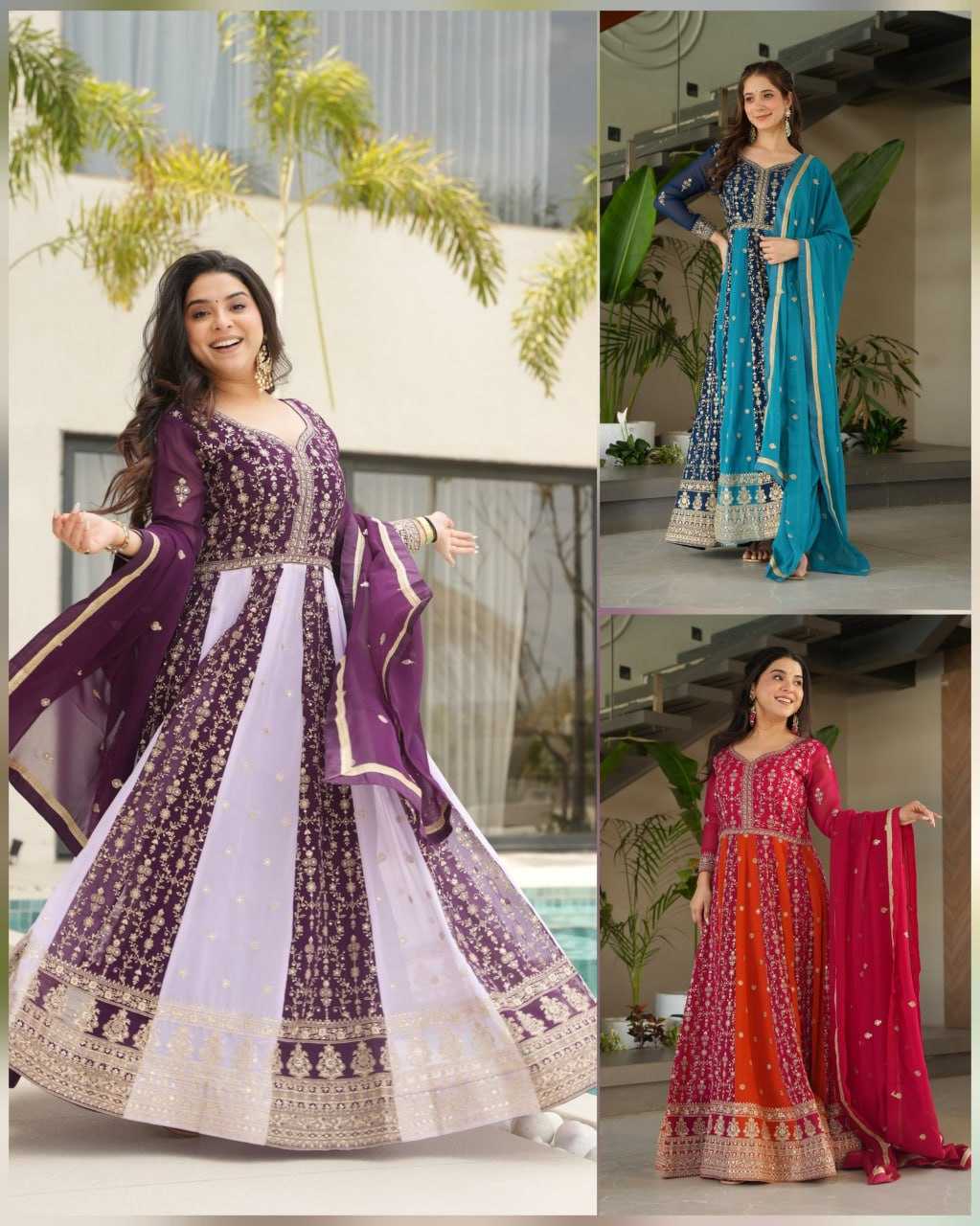Ynf Faux Blooming KESH491 9250 Gowns Wholesale Gown With Dupatta Sequin Gowns Manufacturer