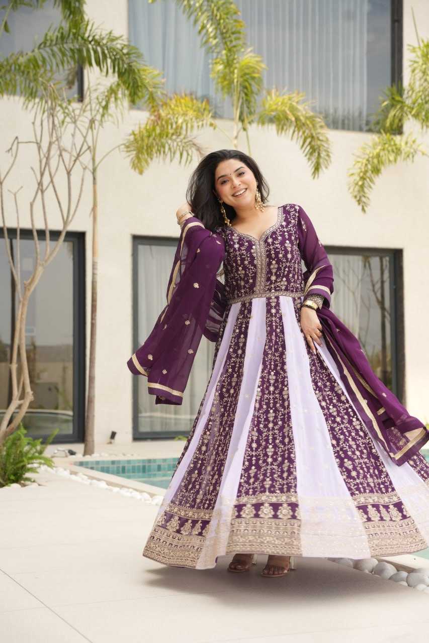 Ynf Faux Blooming KESH491 9250 Gowns Wholesale Gown With Dupatta Sequin Gowns Manufacturer