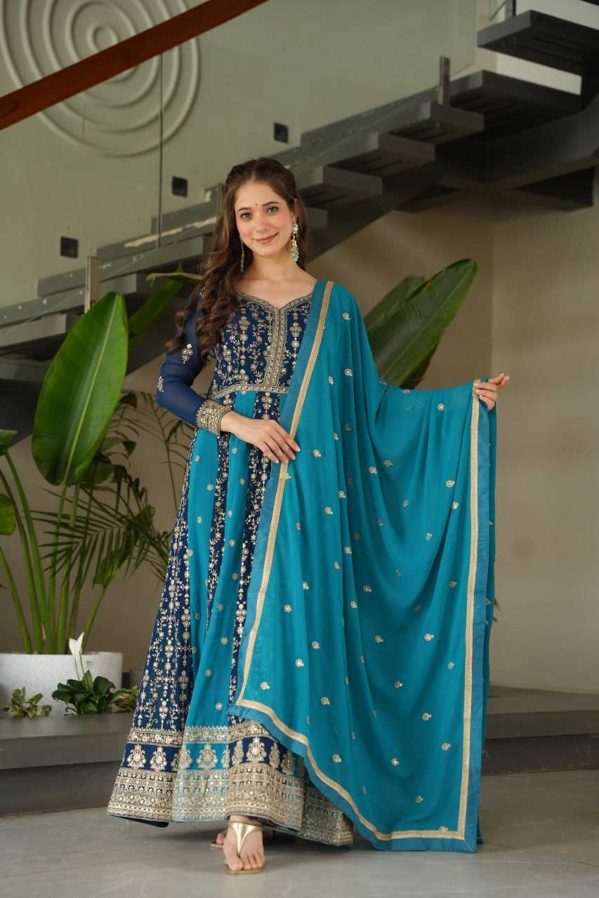 Ynf Faux Blooming KESH491 9250 Gowns Wholesale Gown With Dupatta Sequin Gowns Manufacturer