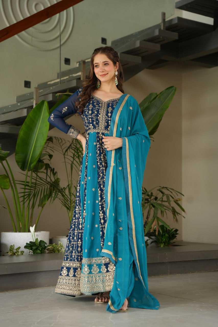 Ynf Faux Blooming KESH491 9250 Gowns Wholesale Gown With Dupatta Sequin Gowns Manufacturer