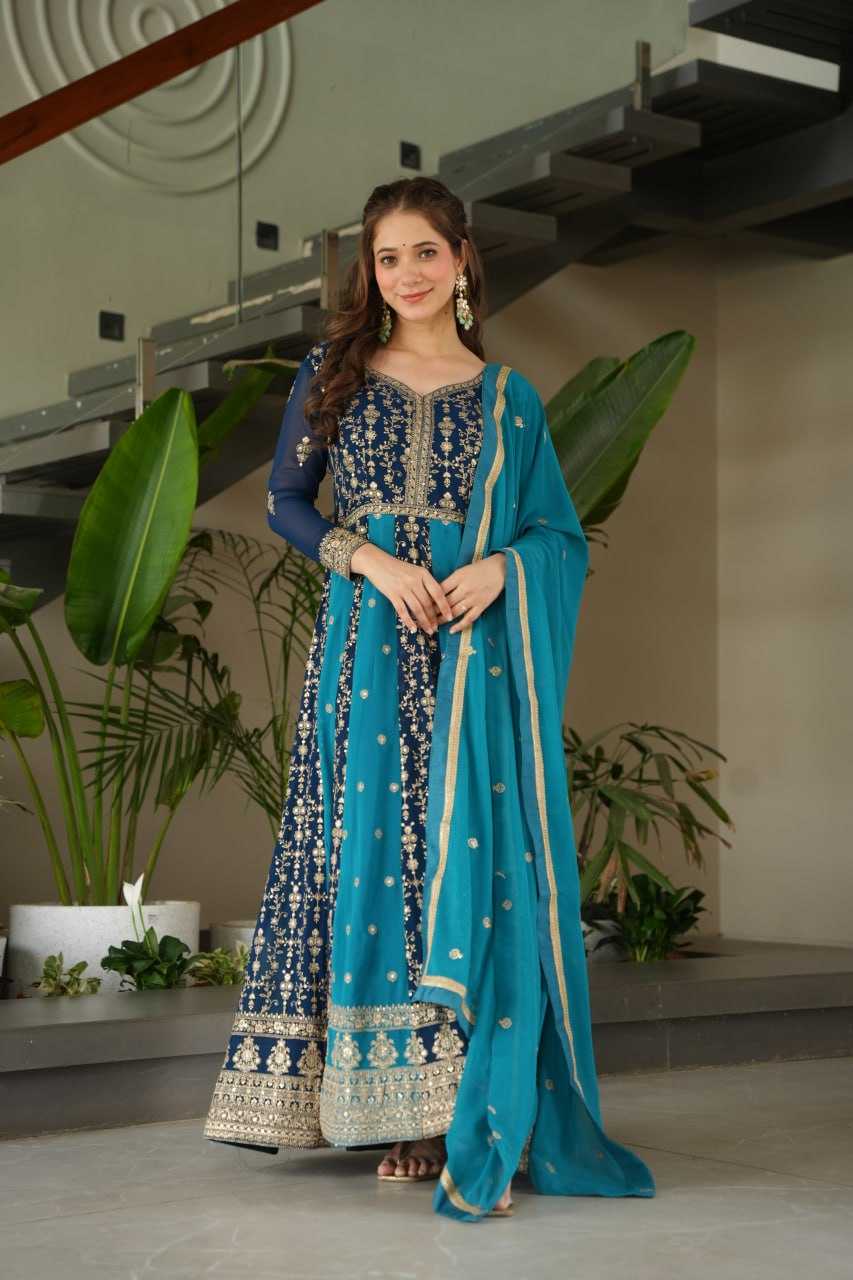 Ynf Faux Blooming KESH491 9250 Gowns Wholesale Gown With Dupatta Sequin Gowns Manufacturer
