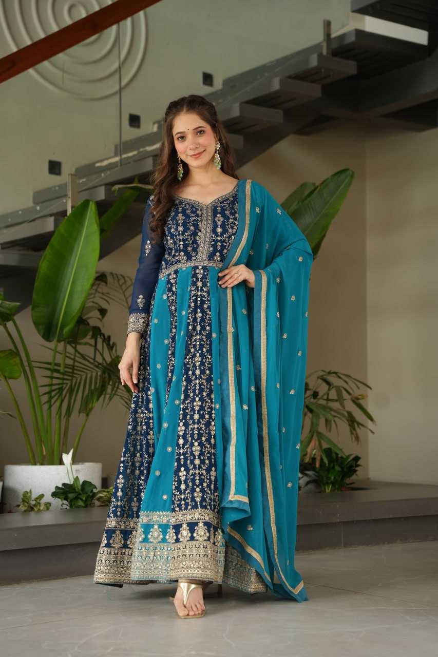 Ynf Faux Blooming KESH491 9250 Gowns Wholesale Gown With Dupatta Sequin Gowns Manufacturer