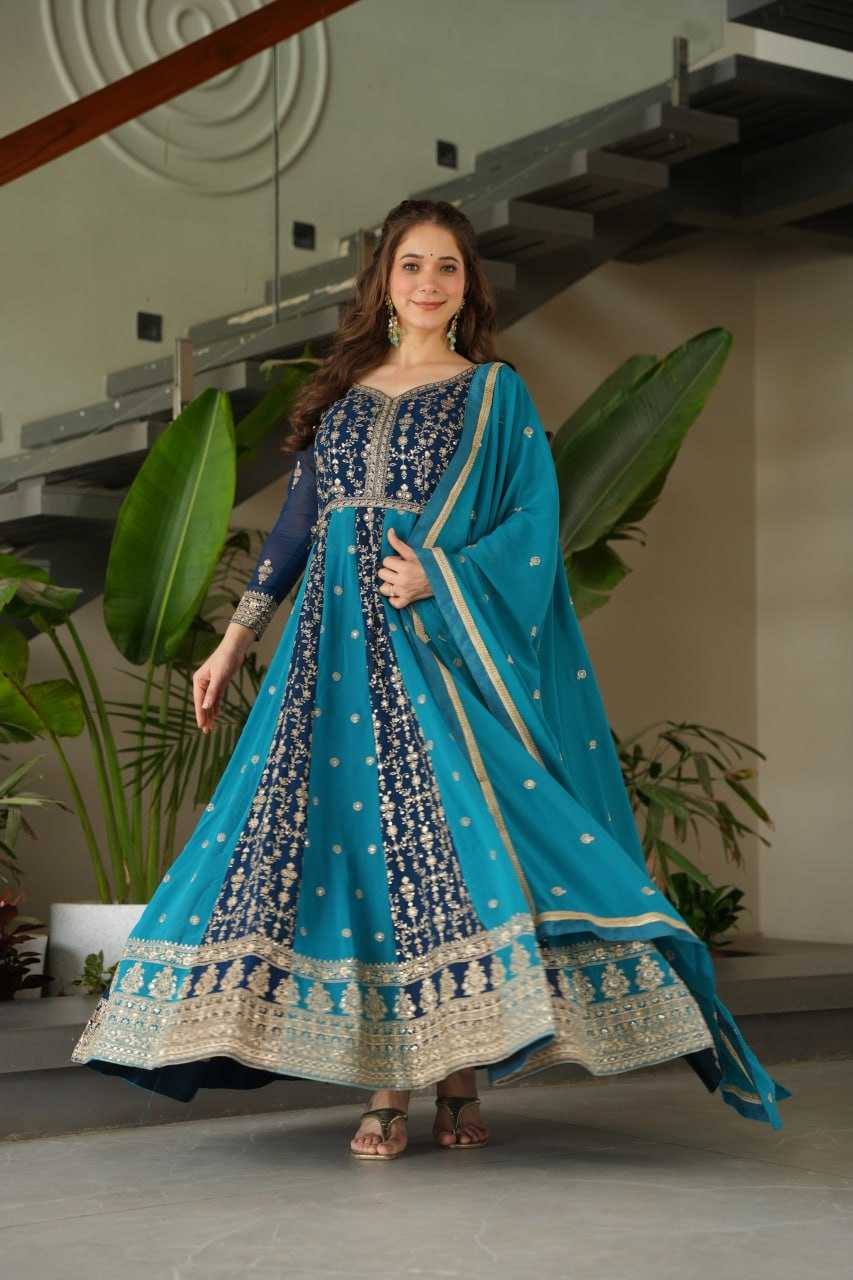 Ynf Faux Blooming KESH491 9250 Gowns Wholesale Gown With Dupatta Sequin Gowns Manufacturer