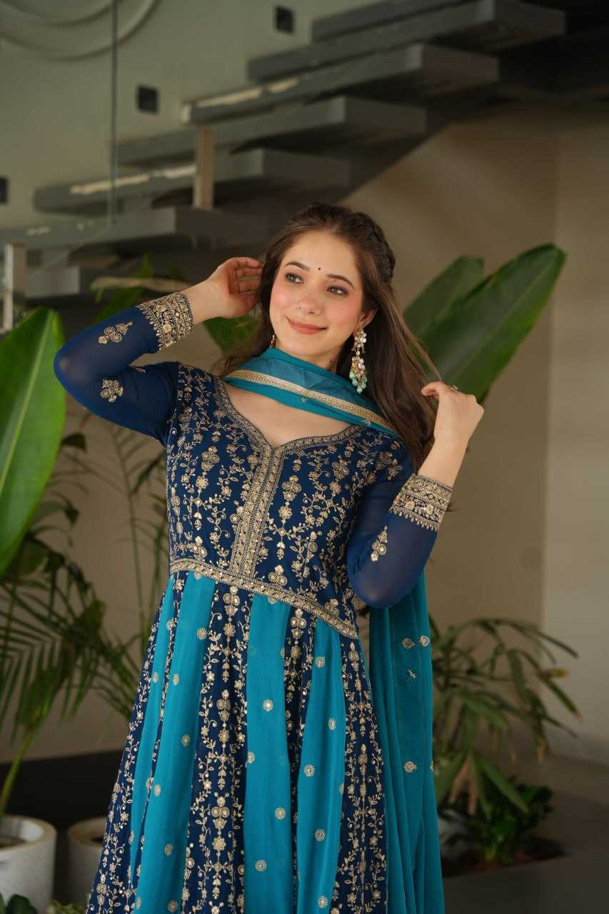 Ynf Faux Blooming KESH491 9250 Gowns Wholesale Gown With Dupatta Sequin Gowns Manufacturer