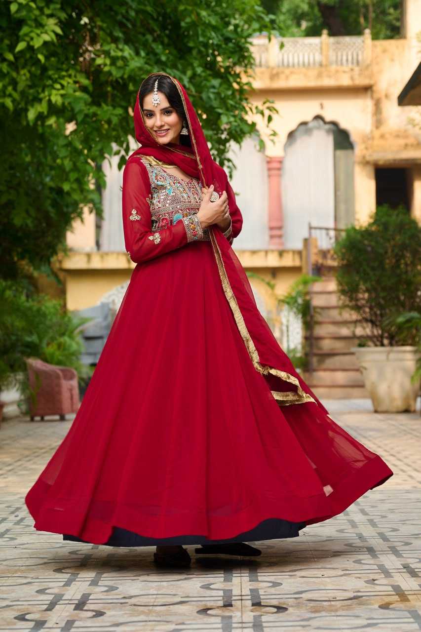 Ynf Faux Blooming KESH491 9252 Gowns Wedding Collections Festive Collections Wholesale Embroidery Gowns Full Sleeve Gowns Sequin Gowns Manufacturer