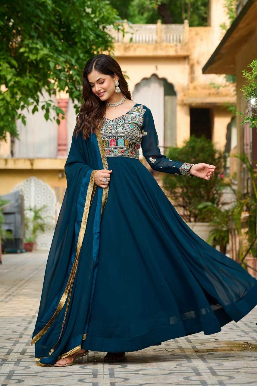 Ynf Faux Blooming KESH491 9252 Gowns Wedding Collections Festive Collections Wholesale Embroidery Gowns Full Sleeve Gowns Sequin Gowns Manufacturer