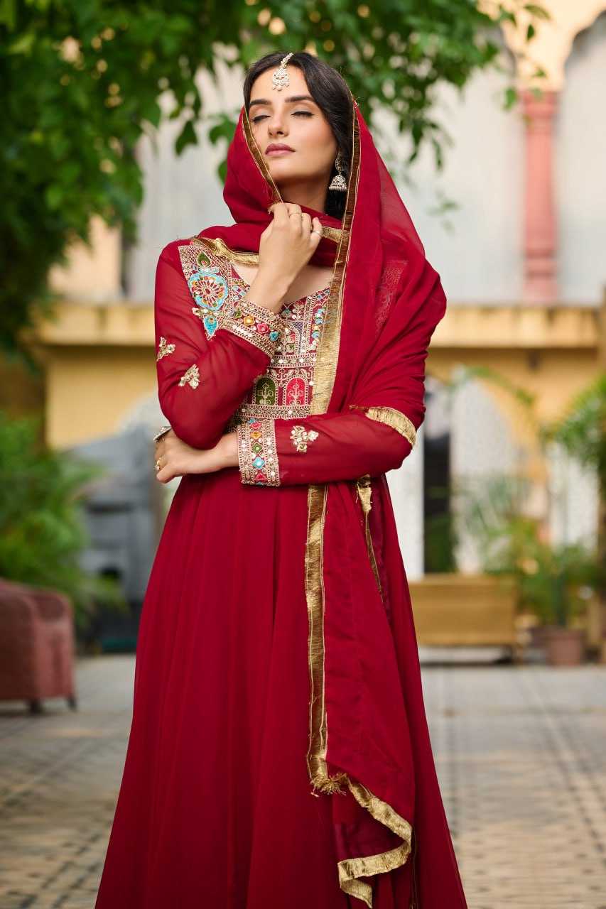 Ynf Faux Blooming KESH491 9252 Gowns Wedding Collections Festive Collections Wholesale Embroidery Gowns Full Sleeve Gowns Sequin Gowns Manufacturer