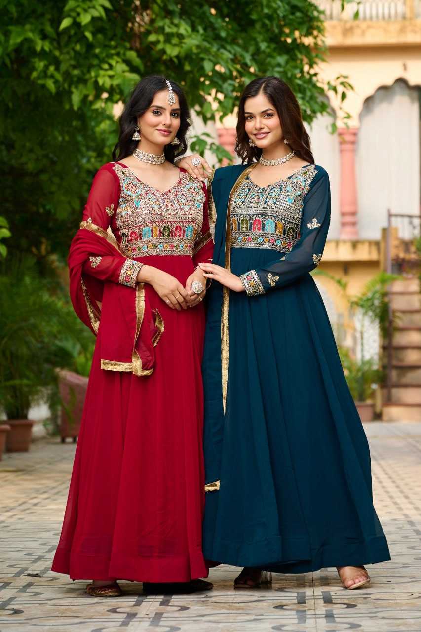 Ynf Faux Blooming KESH491 9252 Gowns Wedding Collections Festive Collections Wholesale Embroidery Gowns Full Sleeve Gowns Sequin Gowns Manufacturer