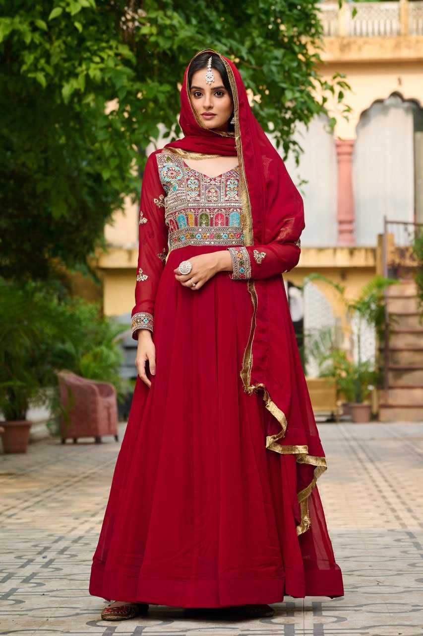 Ynf Faux Blooming KESH491 9252 Gowns Wedding Collections Festive Collections Wholesale Embroidery Gowns Full Sleeve Gowns Sequin Gowns Manufacturer