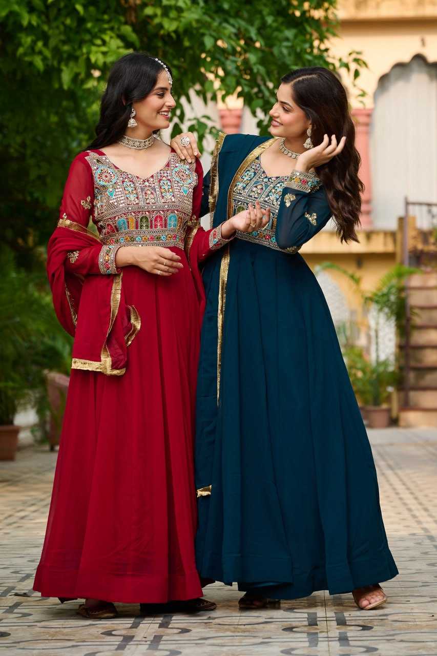 Ynf Faux Blooming KESH491 9252 Gowns Wedding Collections Festive Collections Wholesale Embroidery Gowns Full Sleeve Gowns Sequin Gowns Manufacturer