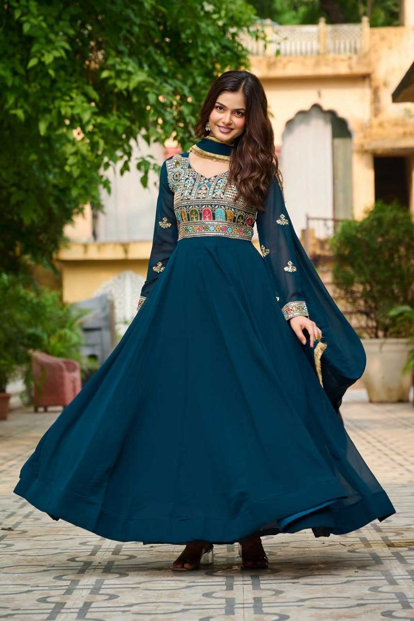 Ynf Faux Blooming KESH491 9252 Gowns Wedding Collections Festive Collections Wholesale Embroidery Gowns Full Sleeve Gowns Sequin Gowns Manufacturer