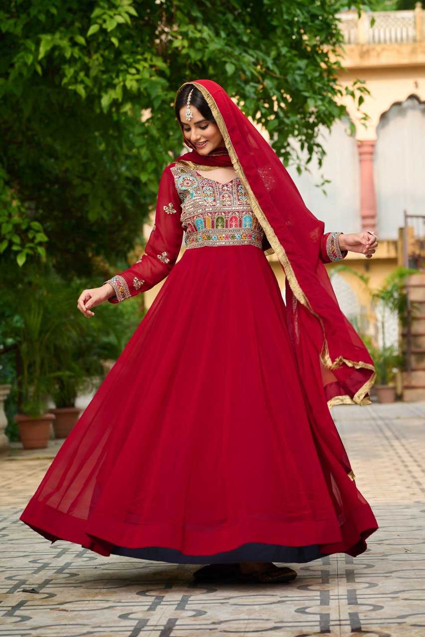 Ynf Faux Blooming KESH491 9252 Gowns Wedding Collections Festive Collections Wholesale Embroidery Gowns Full Sleeve Gowns Sequin Gowns Manufacturer