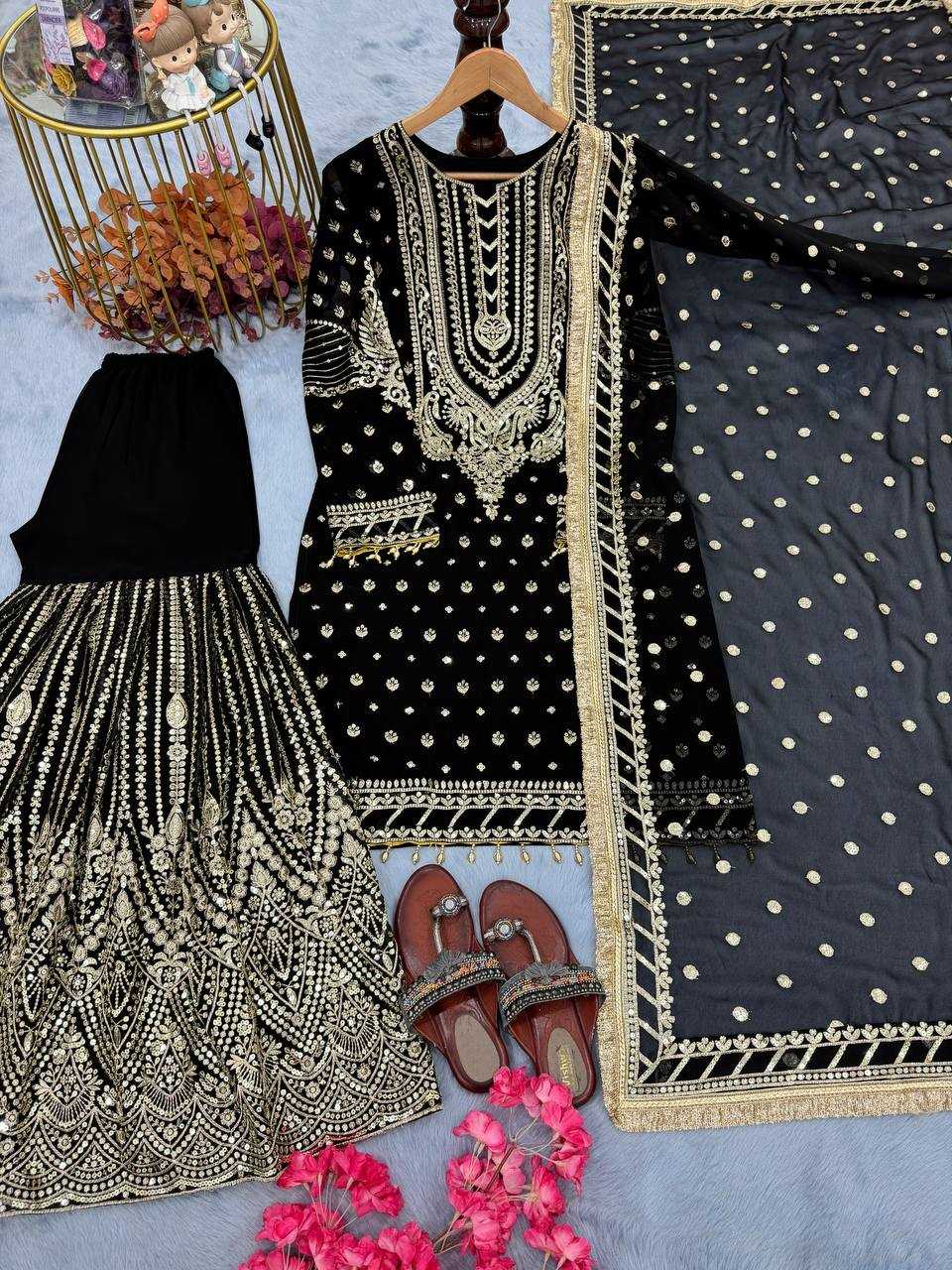 Ynf Faux Georgette KESH141 210 Suits & Dresses Wedding Collections Festive Collections Wholesale Palazzo Suit Designer Suits Embroidered Suits Manufacturer