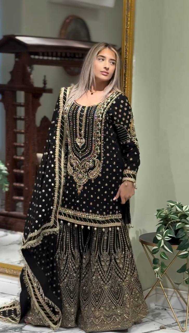 Ynf Faux Georgette KESH141 210 Suits & Dresses Wedding Collections Festive Collections Wholesale Palazzo Suit Designer Suits Embroidered Suits Manufacturer