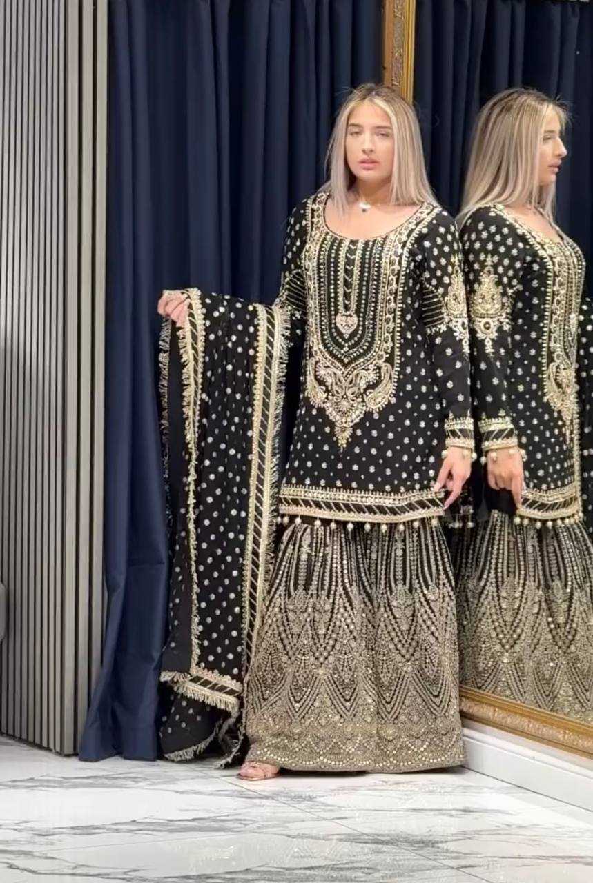 Ynf Faux Georgette KESH141 210 Suits & Dresses Wedding Collections Festive Collections Wholesale Palazzo Suit Designer Suits Embroidered Suits Manufacturer
