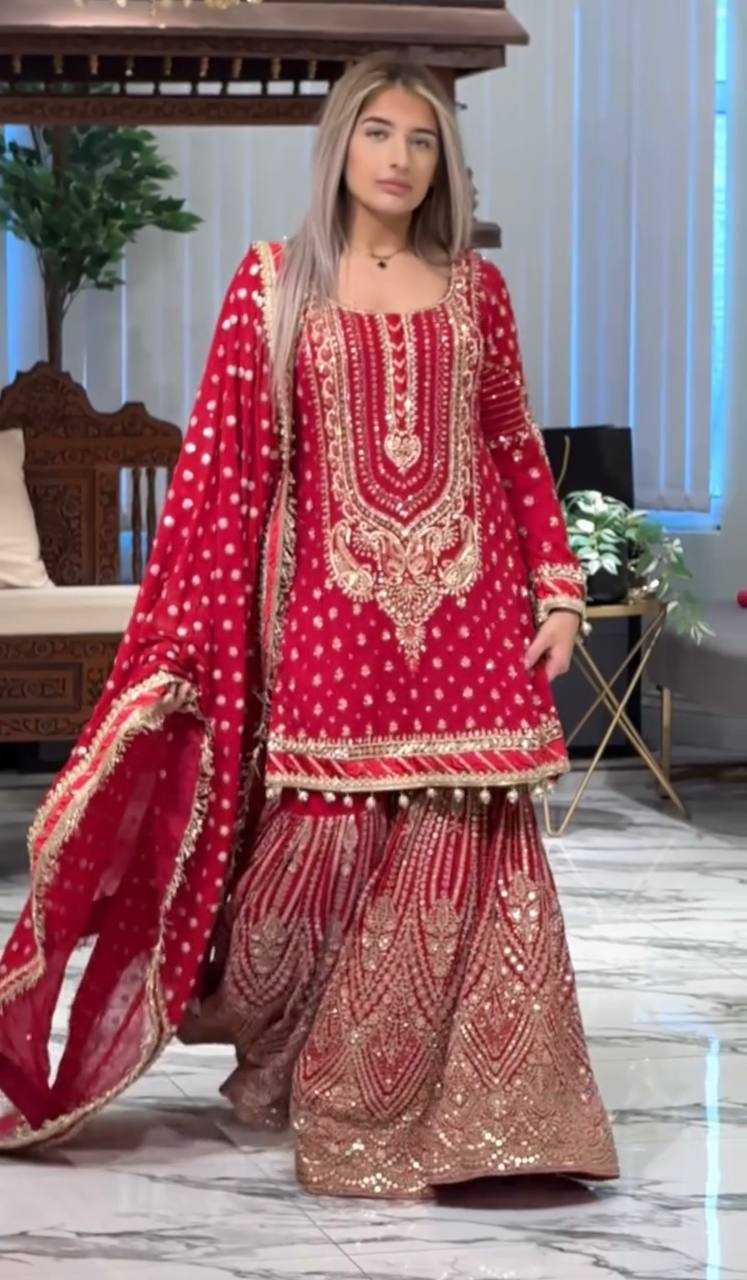 Ynf Faux Georgette KESH141 210 Suits & Dresses Wedding Collections Festive Collections Wholesale Palazzo Suit Designer Suits Embroidered Suits Manufacturer