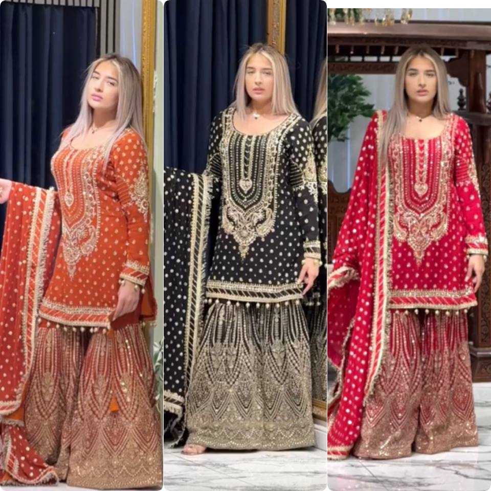 Ynf Faux Georgette KESH141 210 Suits & Dresses Wedding Collections Festive Collections Wholesale Palazzo Suit Designer Suits Embroidered Suits Manufacturer