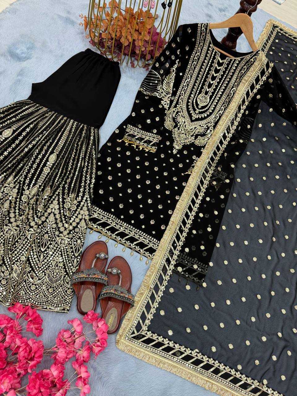 Ynf Faux Georgette KESH141 210 Suits & Dresses Wedding Collections Festive Collections Wholesale Palazzo Suit Designer Suits Embroidered Suits Manufacturer