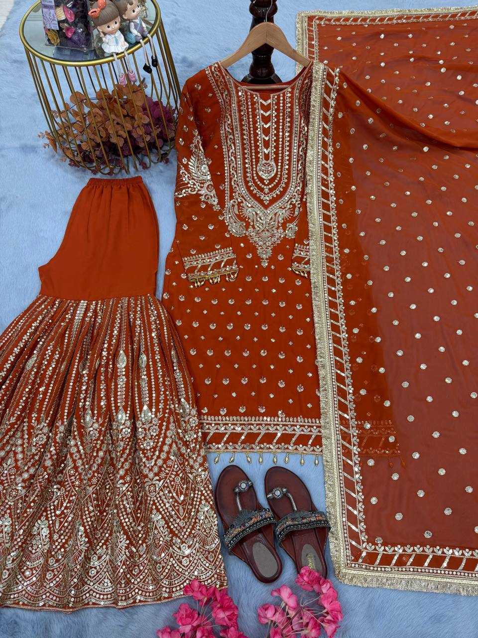 Ynf Faux Georgette KESH141 210 Suits & Dresses Wedding Collections Festive Collections Wholesale Palazzo Suit Designer Suits Embroidered Suits Manufacturer