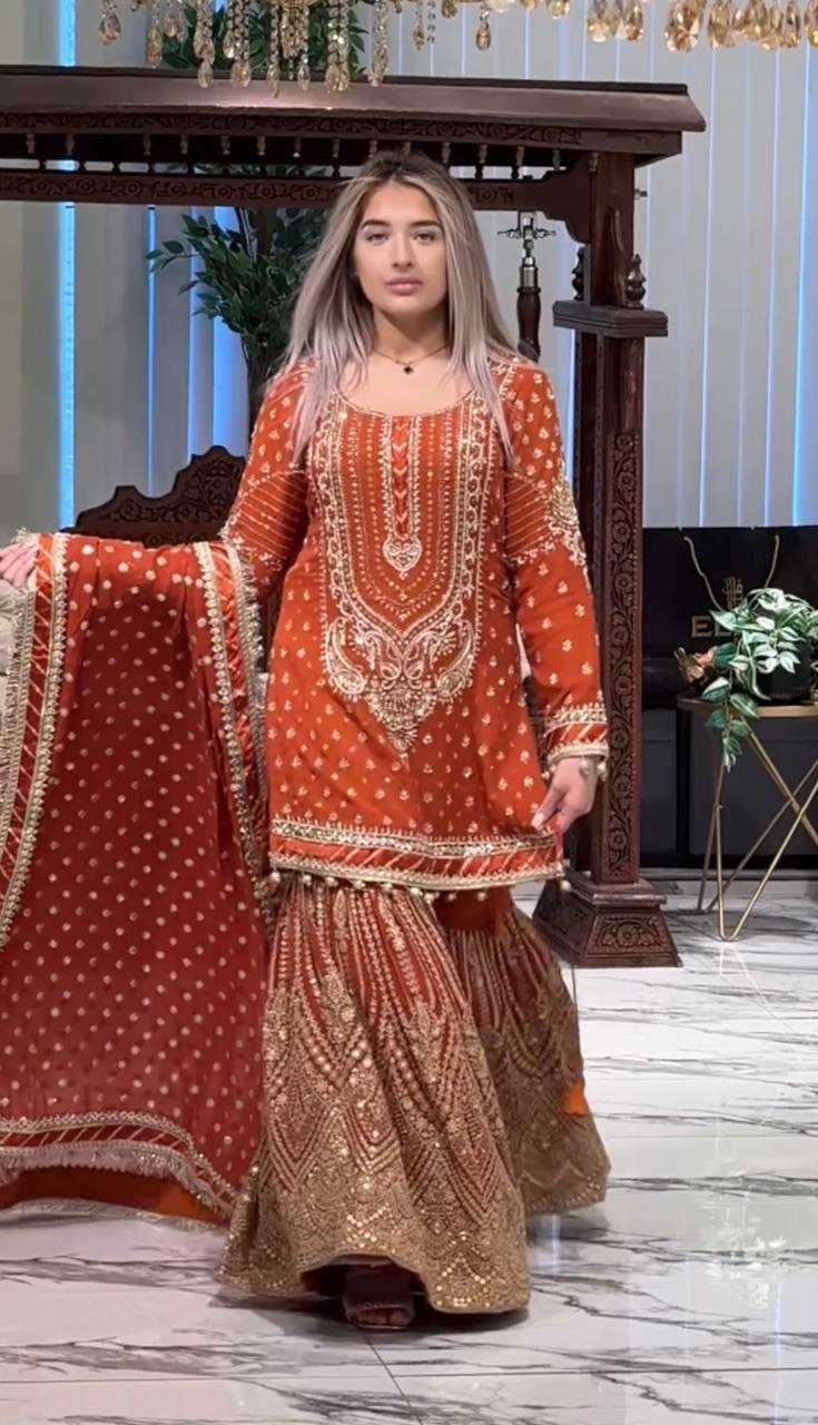 Ynf Faux Georgette KESH141 210 Suits & Dresses Wedding Collections Festive Collections Wholesale Palazzo Suit Designer Suits Embroidered Suits Manufacturer