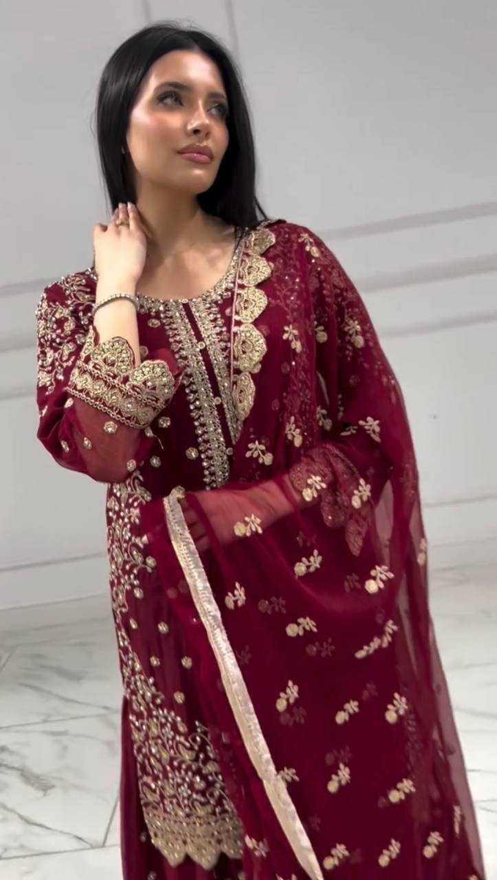 Ynf Faux Georgette KESH159 1713 Suits & Dresses Wholesale Embroidery Suits Palazzo Suit Manufacturer