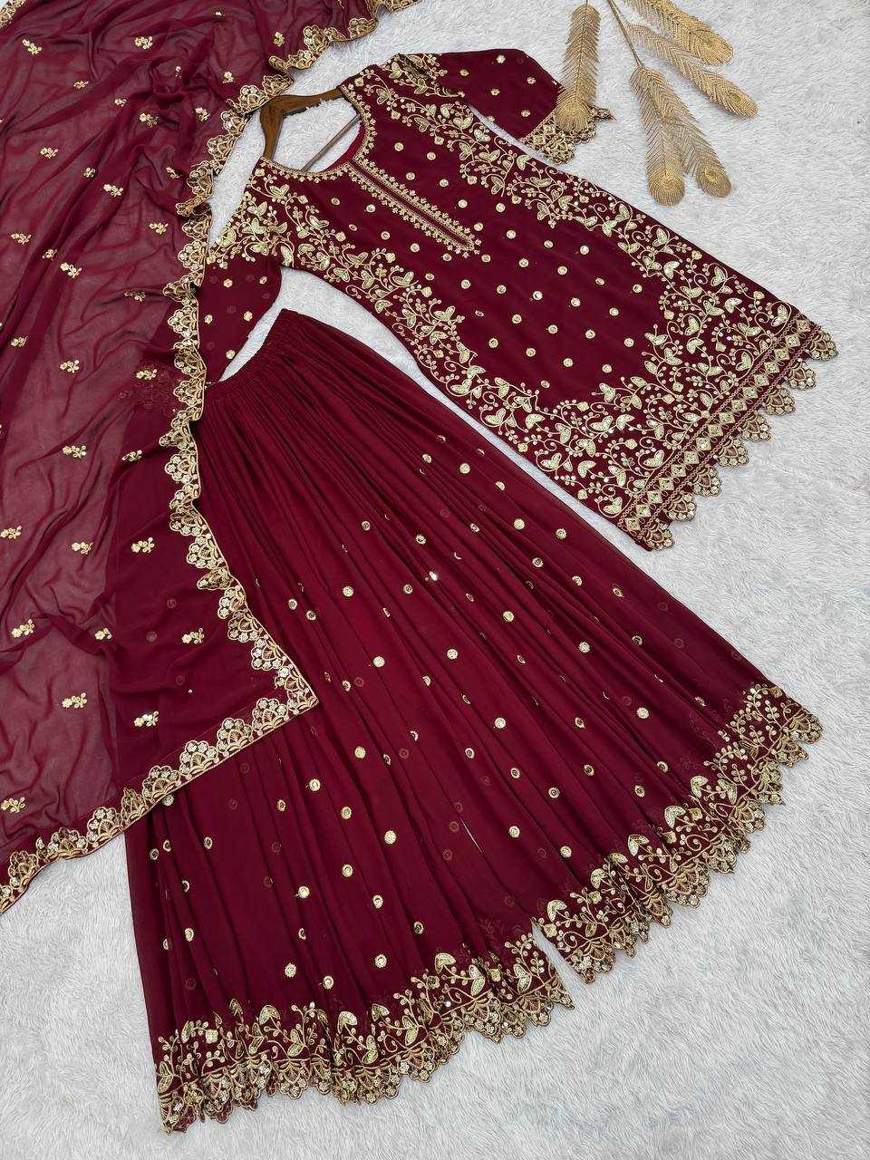 Ynf Faux Georgette KESH159 1713 Suits & Dresses Wholesale Embroidery Suits Palazzo Suit Manufacturer