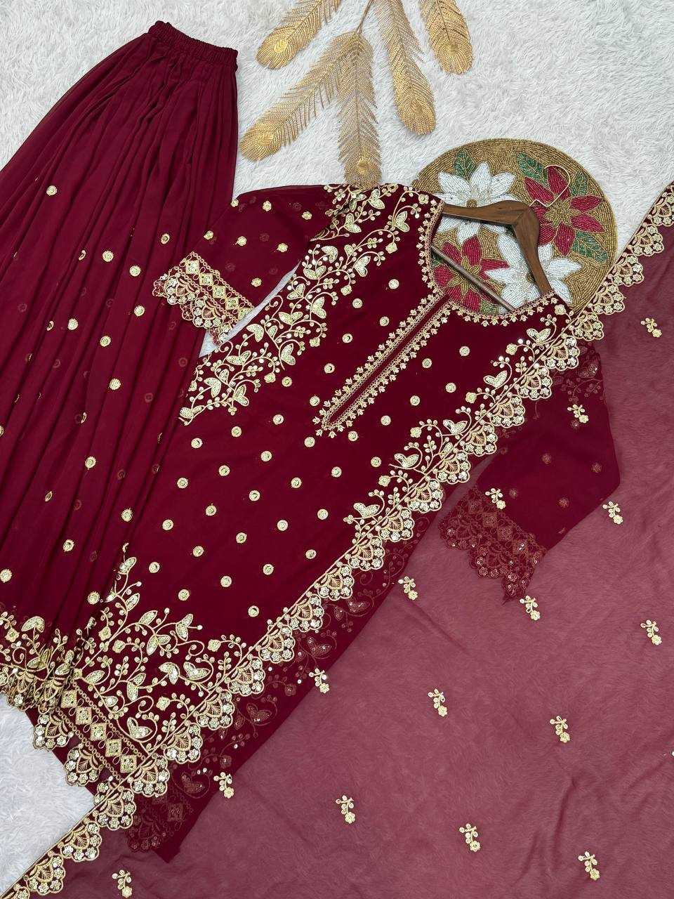Ynf Faux Georgette KESH159 1713 Suits & Dresses Wholesale Embroidery Suits Palazzo Suit Manufacturer