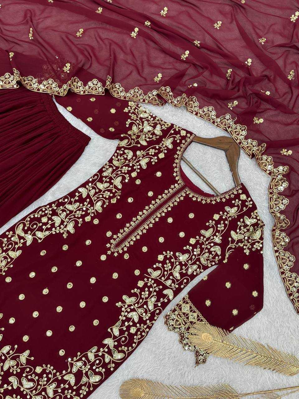 Ynf Faux Georgette KESH159 1713 Suits & Dresses Wholesale Embroidery Suits Palazzo Suit Manufacturer
