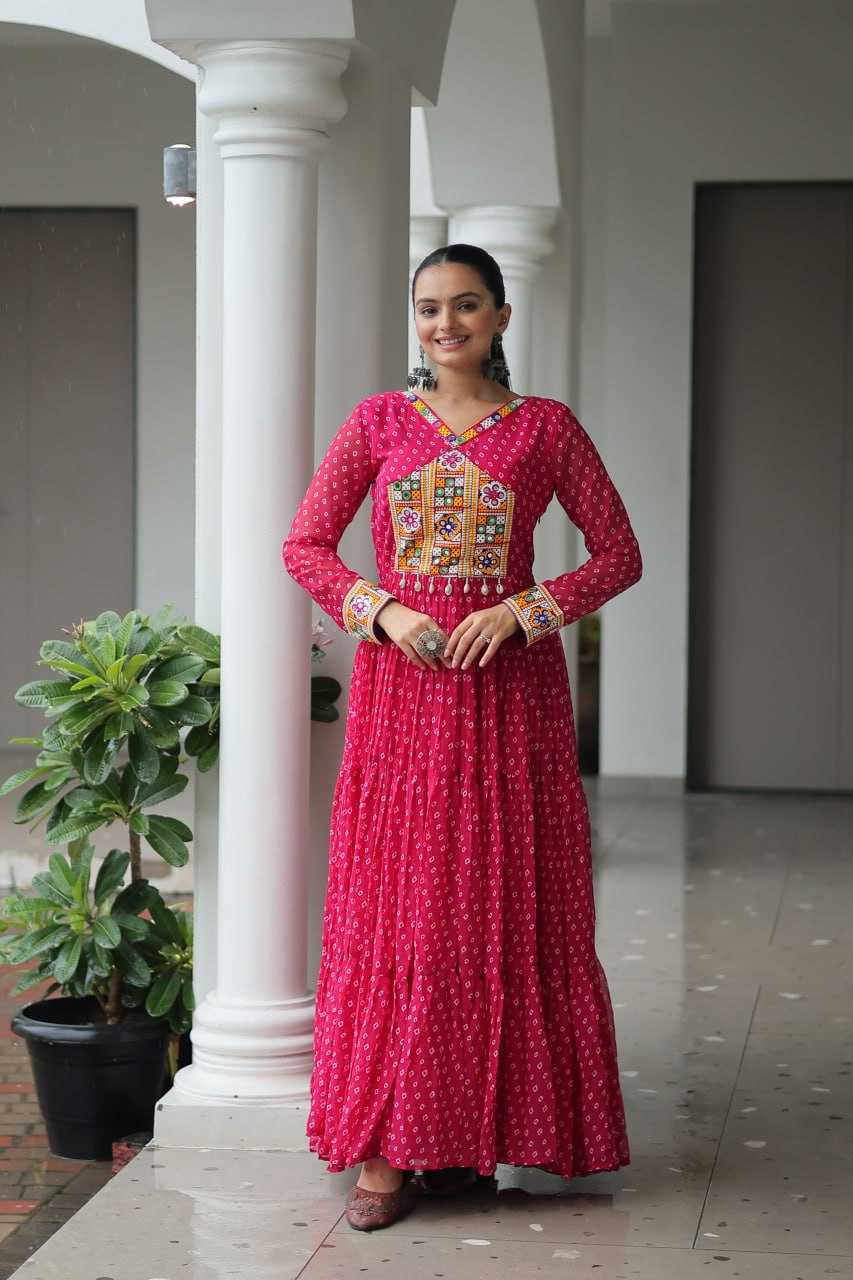 Ynf Faux Georgette KESH489 1180 Gowns Wedding Collections Festive Collections Wholesale Printed Gowns Georgette Gown Full Sleeve Gowns Manufacturer