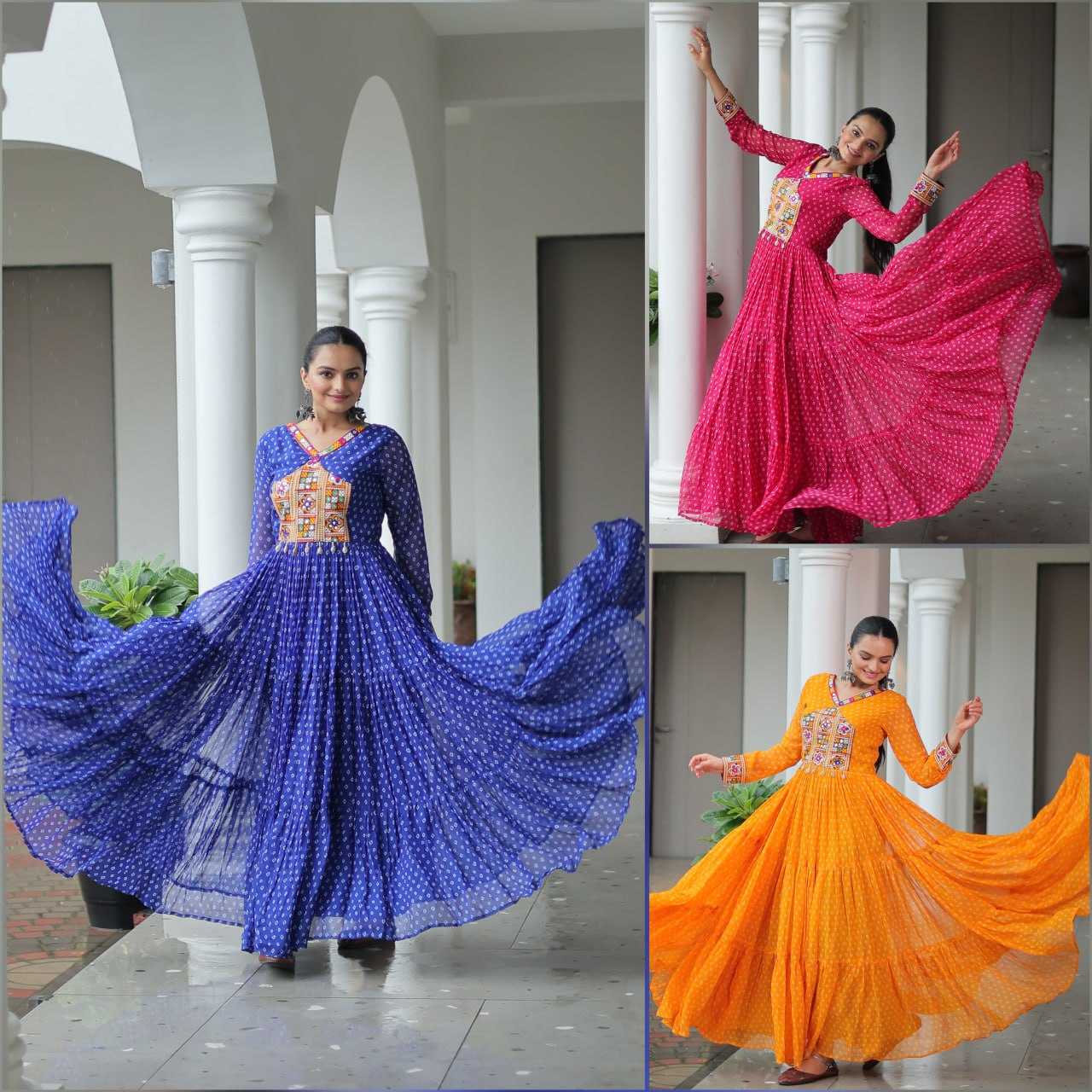 Ynf Faux Georgette KESH489 1180 Gowns Wedding Collections Festive Collections Wholesale Printed Gowns Georgette Gown Full Sleeve Gowns Manufacturer