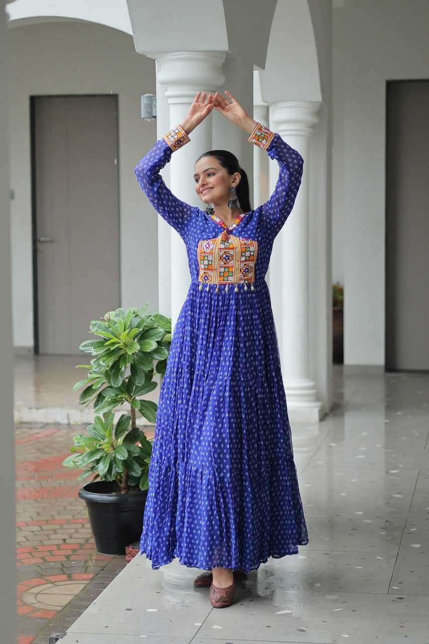 Ynf Faux Georgette KESH489 1180 Gowns Wedding Collections Festive Collections Wholesale Printed Gowns Georgette Gown Full Sleeve Gowns Manufacturer
