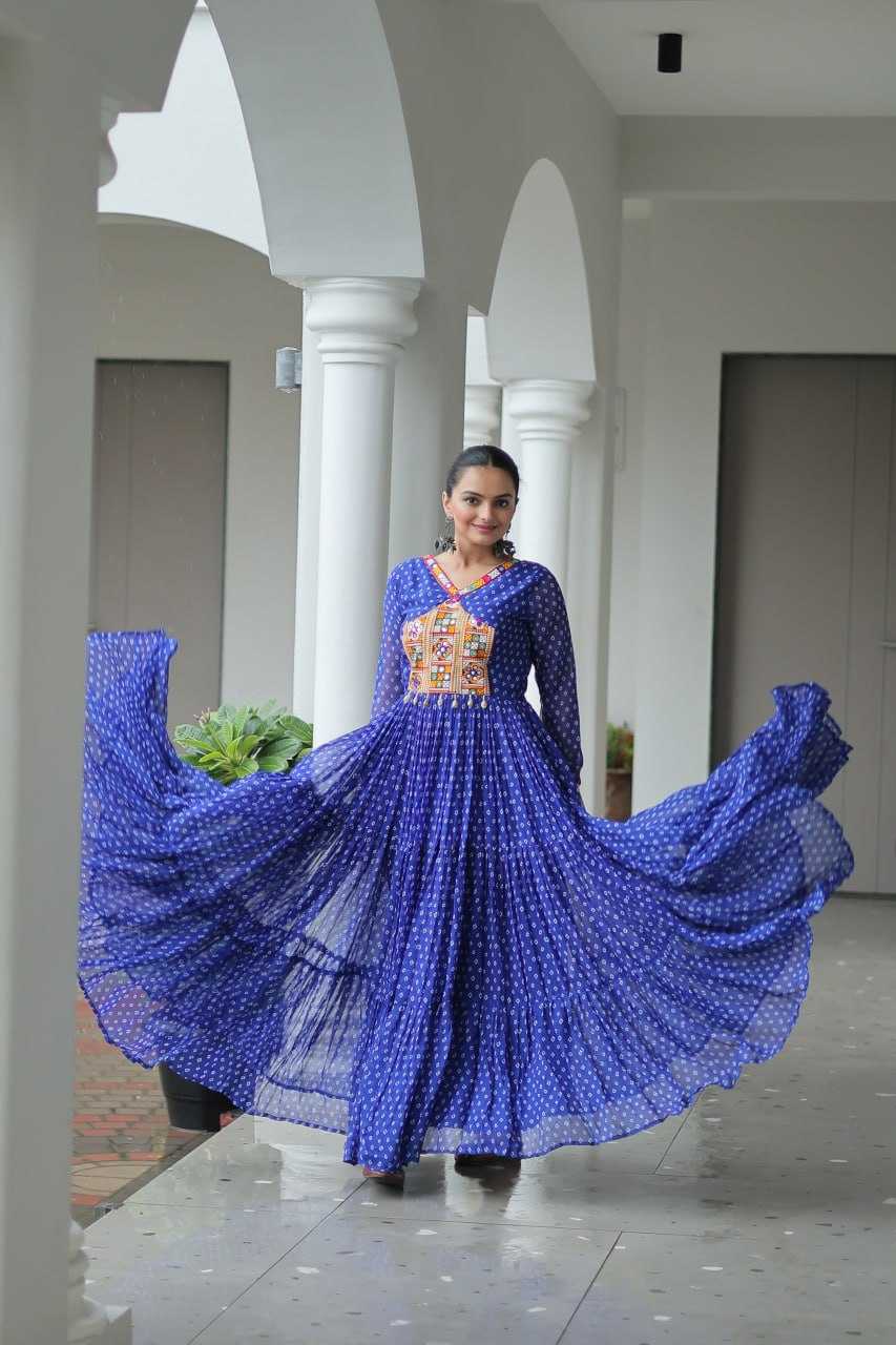 Ynf Faux Georgette KESH489 1180 Gowns Wedding Collections Festive Collections Wholesale Printed Gowns Georgette Gown Full Sleeve Gowns Manufacturer