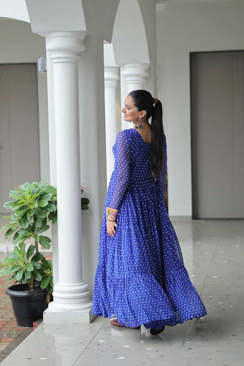 Ynf Faux Georgette KESH489 1180 Gowns Wedding Collections Festive Collections Wholesale Printed Gowns Georgette Gown Full Sleeve Gowns Manufacturer