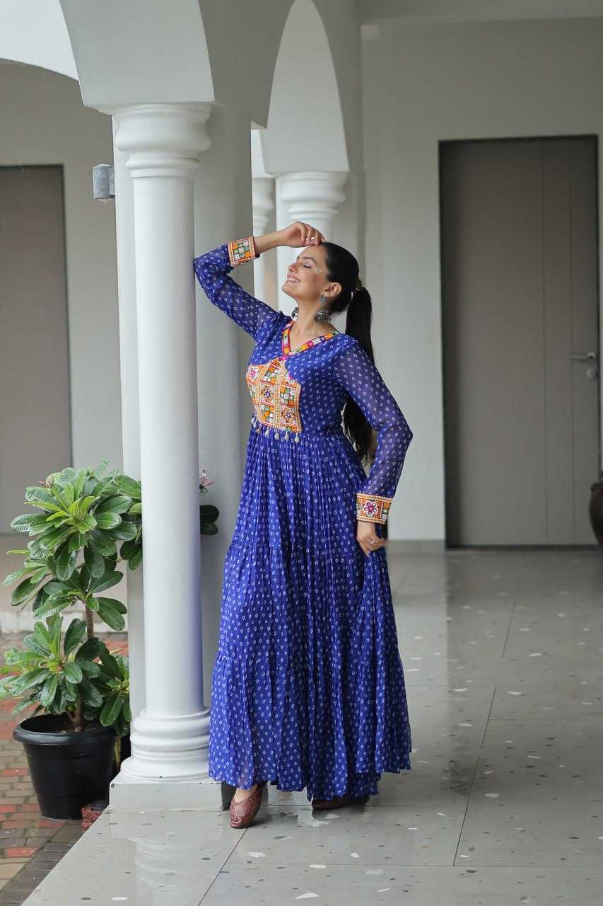 Ynf Faux Georgette KESH489 1180 Gowns Wedding Collections Festive Collections Wholesale Printed Gowns Georgette Gown Full Sleeve Gowns Manufacturer