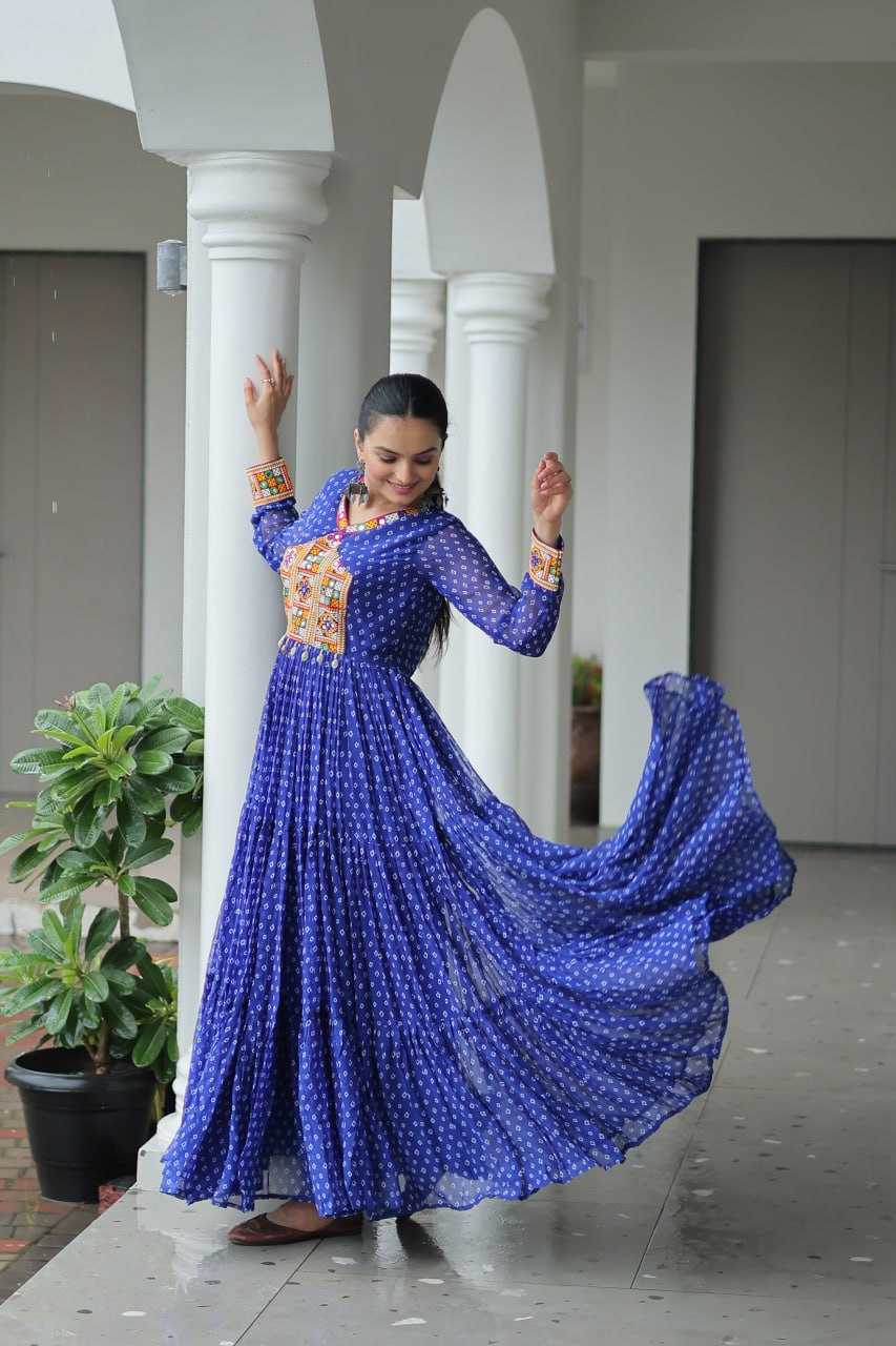 Ynf Faux Georgette KESH489 1180 Gowns Wedding Collections Festive Collections Wholesale Printed Gowns Georgette Gown Full Sleeve Gowns Manufacturer